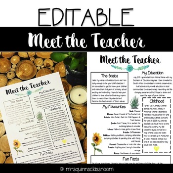 Preview of Meet the Teacher - Editable