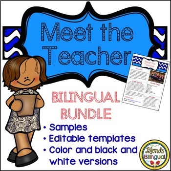 Preview of Meet the Teacher Editable Bilingual Bundle Print and Digital