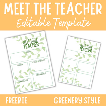 Preview of Meet the Teacher - Editable Google Slides™ - Greenery Style