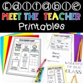 Meet the Teacher Editable Printables - Kindergarten Back t