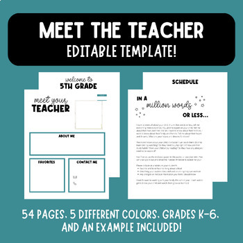 Preview of Meet the Teacher Editable Template
