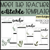 Meet the Teacher Editable Template, Back to School, Waterc