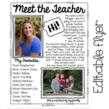 Meet The Teacher Editable Template Back To School Flyer By Thehappyteacher