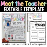 Meet the Teacher Editable Template Rainbow and Black & White