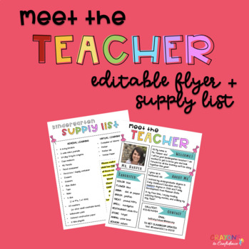 Preview of Meet the Teacher Flyer & Supply List - EDITABLE
