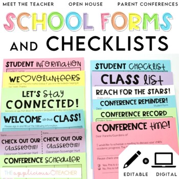 Preview of Parent Teacher Conference Forms | Back to School Forms Student information forms