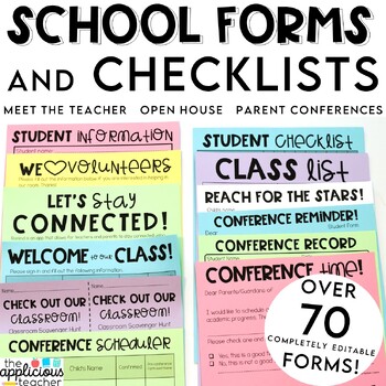 Preview of Back to School Forms Student information Forms Parent Teacher Conference Forms