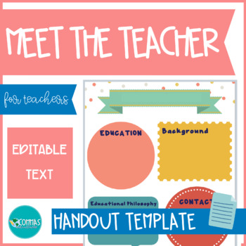 Meet the Teacher Handout Template EDITABLE by Commas and Cultures