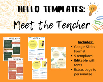 Preview of Meet the Teacher | Hello Templates | Beginning of the School Year Resource