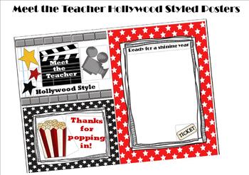 Preview of Meet the Teacher Hollywood Themed Posters