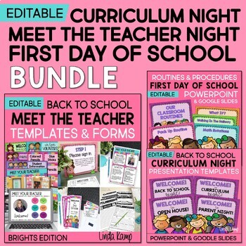Preview of Back to School Meet the Teacher, Curriculum Night & First Day Power Point BUNDLE