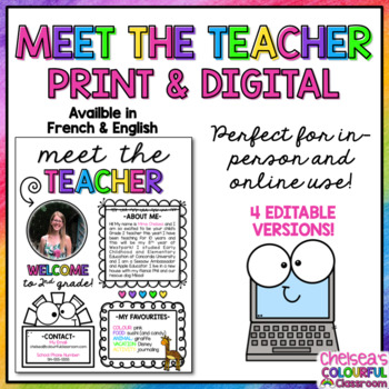 Preview of Meet the Teacher Letter | Back to School | Editable Template | FRENCH & ENGLISH