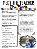 Meet the Teacher Letter - Editable