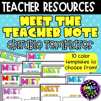 Preview of Meet the Teacher Letter Editable Templates | 10 Color Choices | Customizable