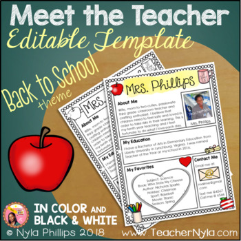 Preview of Meet the Teacher Letter - Editable Template - Back to School Theme