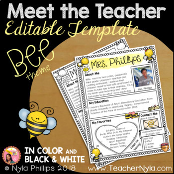 Preview of Meet the Teacher Letter - Editable Template - Bee Theme