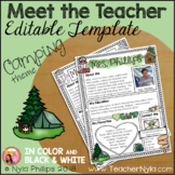 Meet the Teacher Letter - Editable Template - Camping Theme