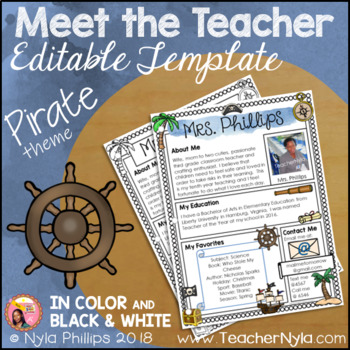 Preview of Meet the Teacher Letter - Editable Template - Pirate Theme