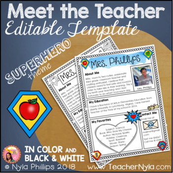 Preview of Meet the Teacher Letter - Editable Template - Superhero Theme