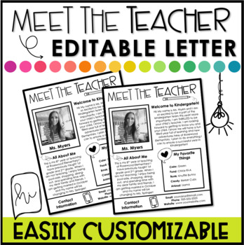 Preview of Meet the Teacher Letter For Parents Template | Back to School