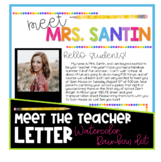 Meet the Teacher Letter - Watercolor Rainbow Dot EDITABLE