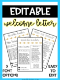 EDITABLE Meet the Teacher Letter - Welcome Letter - Parent