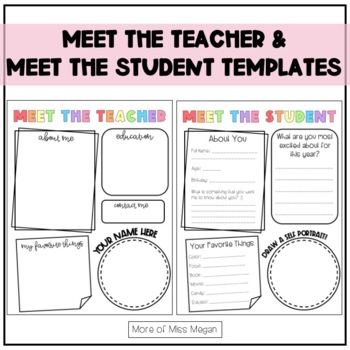 Meet the Teacher/Student Teacher Meet the Student Templates *EDITABLE*
