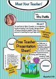 Meet the Teacher! Multi-Option Introduction Sheet! Back to