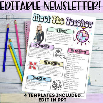 Preview of Meet the Teacher Newsletter Template- EDITABLE Back To School