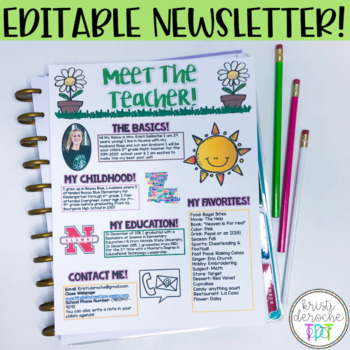 Preview of Meet the Teacher Newsletter- EDITABLE- Spring Theme