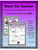Meet the Teacher Newsletter {Editable}