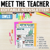 Owls Meet the Teacher Newsletter Template EDITABLE