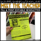 Meet the Teacher Newsletter - School Supply Themed
