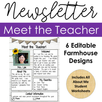 Meet The Teacher Newsletter Student All About Me Digital Print