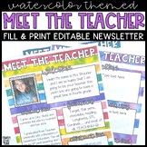 Meet the Teacher Newsletter - Watercolor