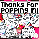 Thanks for Popping In Gift Tag for Meet the Teacher Night 