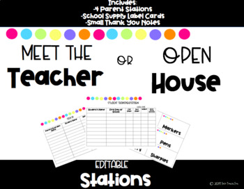 Preview of Meet the Teacher Night/Open House Editable Stations - Black and Brights Themed