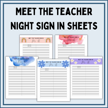 Preview of Meet the Teacher Night Sign-in Sheet Templates