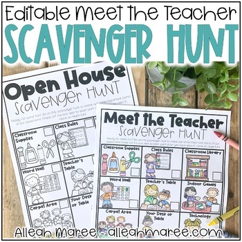 Preview of Meet the Teacher Night and Open House Scavenger Hunt - Editable