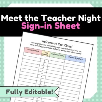 Meet the teacher night sign in