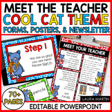 Meet the Teacher Open House EDITABLE templates Cool Cat Theme - Back to School