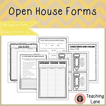 Preview of Meet the Teacher Open House Forms