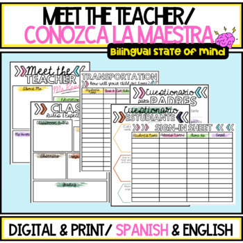 Preview of Meet the Teacher Packet/ Paquete de Conozca la Maestra