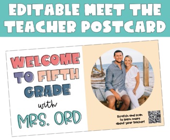 Preview of Meet the Teacher Postcard | Back to School | EDITABLE | Pre-K through 6th