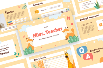 Preview of Meet the Teacher Presentation: Fully Editable Google Slides (Zoo Theme)