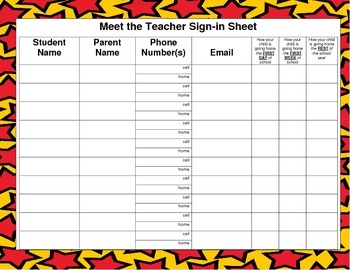 Preview of Meet the Teacher Sign-in Sheet (Super Hero Theme)