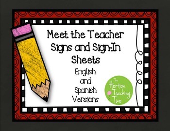 Preview of Updated Meet the Teacher Signs and Sign-In Sheets in English and Spanish