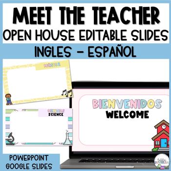 Preview of Meet the Teacher Slides - English & Spanish - Conoce a la Maestra - EDITABLE