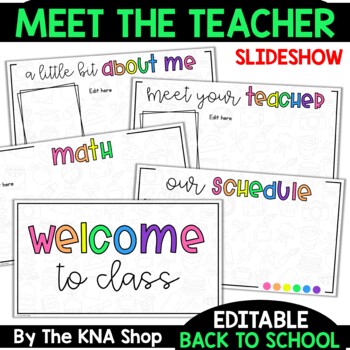 Preview of Meet the Teacher Slideshow Editable Open House Back to School Night 
