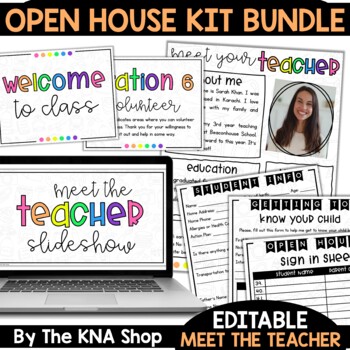 Preview of Meet the Teacher Slideshow Letter Templates Editable Open House Forms Bundle
